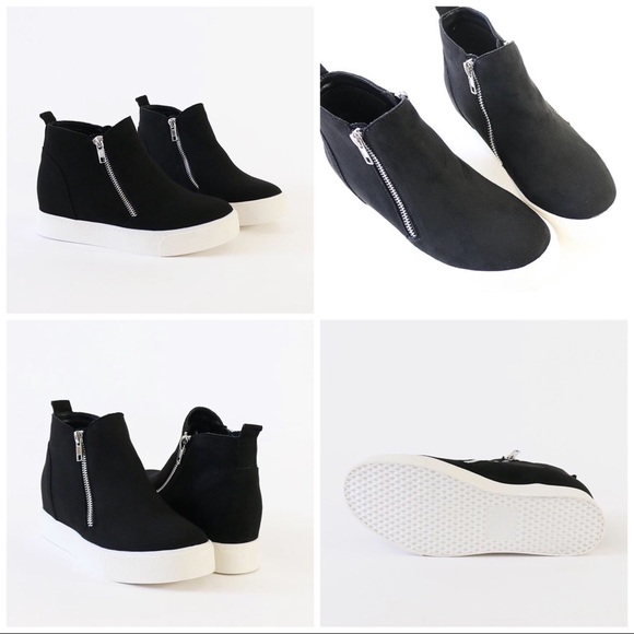 taylor black vegan suede wedge sneakers - Picture 6 of 7